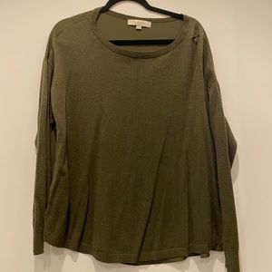 Two tone loft green sweater/ chiffon blouse sz XL